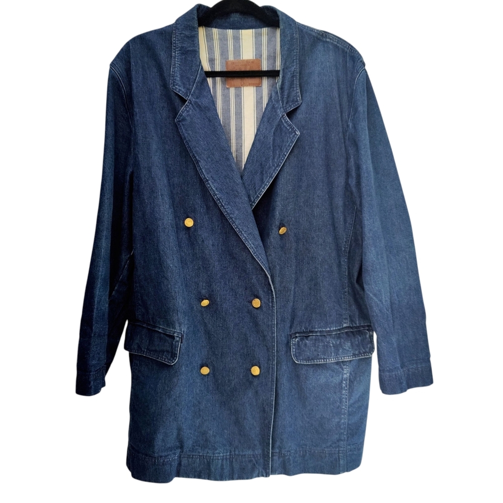 FERRETTI JEANS Vintage 90s Denim Blazer Jacket Made In Italy